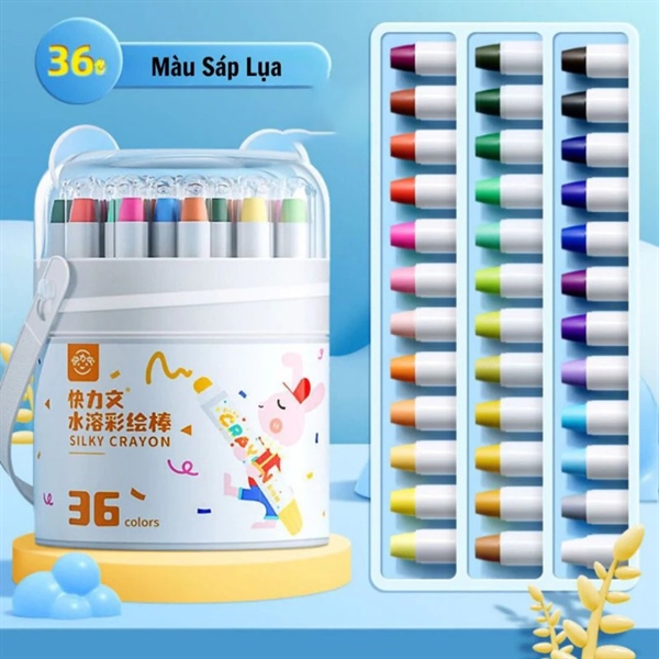 Bút màu sáp lụa không dính tay cho bé. Đồ chơi mỹ thuật đa năng 12/24/36/48 Màu
