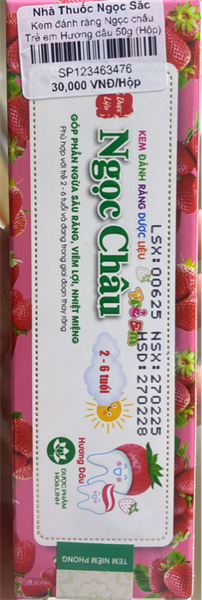 Kem đánh răng Ngọc châu Trẻ em Hương dâu 50g