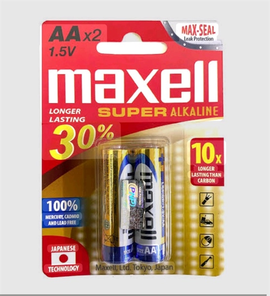 Pin AA Maxell (2 viên/Vỉ) (Máy Huyêt áp bắp tay HA - 20DX)