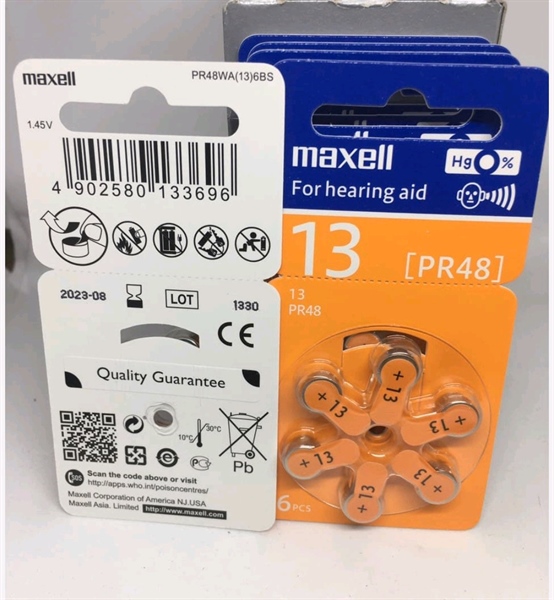 Pin Maxell PR48 13+ (Vỉ*6cái) - Japan (Của máy trợ thính ngoắc tai HB - 23P)
