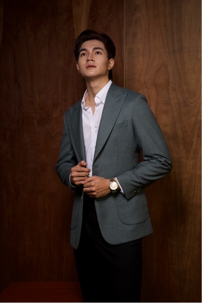 Smart Blazer màu xanh rêu xám vải wool silk linen cao cấp chính hãng Asemando