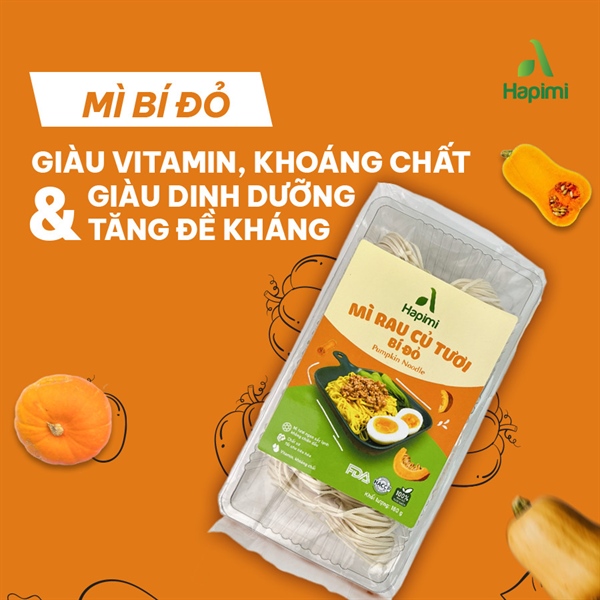 Mì rau củ tươi hapimi bí đỏ 180g M25