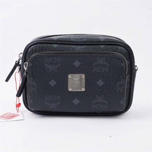 Túi MCM đeo chéo đen kèm charm thỏ sz17 KG+