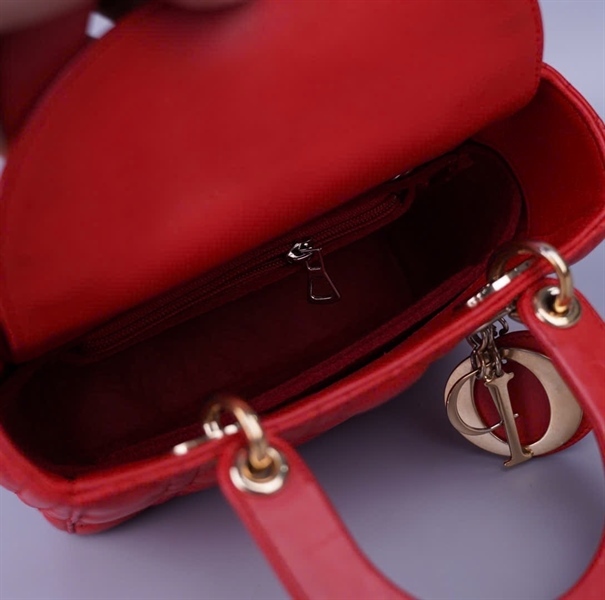 Túi Dior Lady đỏ kèm lót form (09-MA-1127) szS +