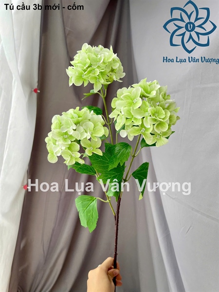 Tú cầu 3b mới - cốm - Hoa cành dài - Hoa Lụa Vân Vượng