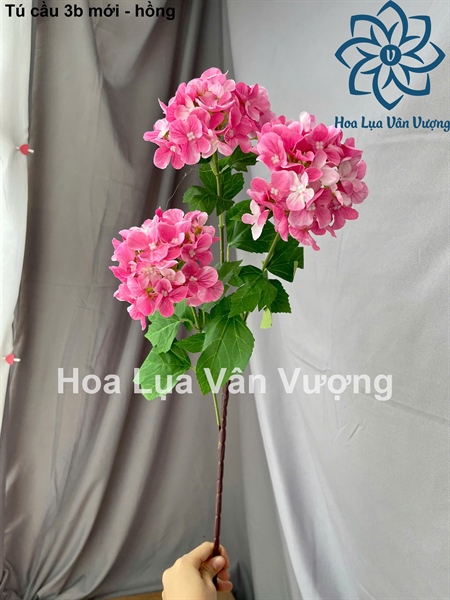 Tú cầu 3b mới - hồng - Hoa cành dài - Hoa Lụa Vân Vượng