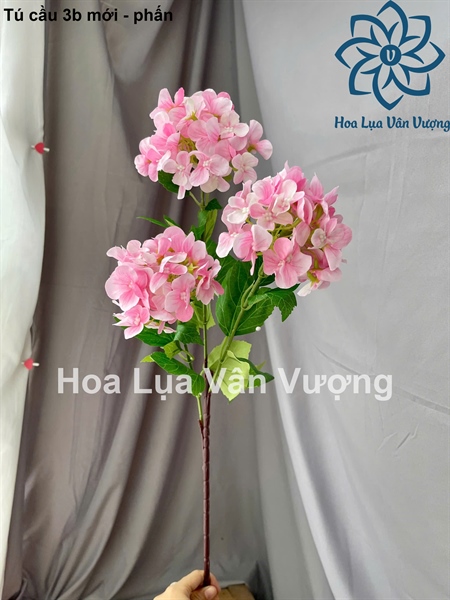 Tú cầu 3b mới - phấn - Hoa cành dài - Hoa Lụa Vân Vượng