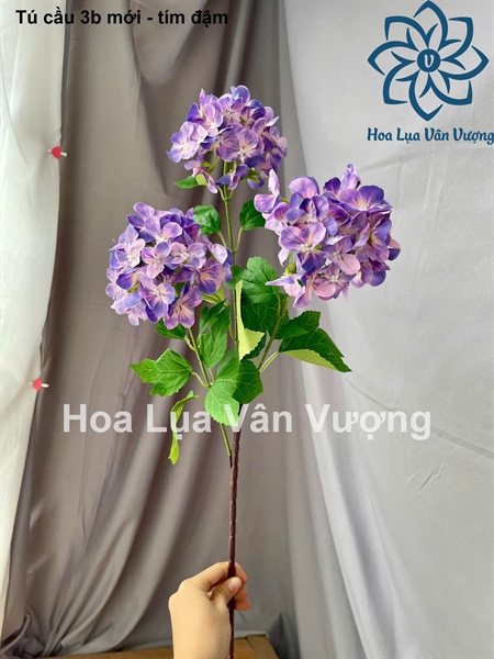 Tú cầu 3b mới - tím đậm - Hoa cành dài - Hoa Lụa Vân Vượng