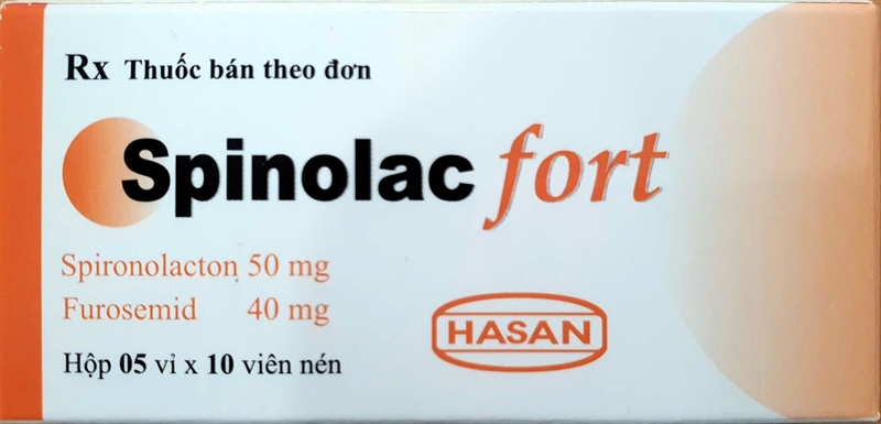 Thuốc Spinolac Fort 50/40 Hasan Điều trị suy tim sung huyết, xơ gan, tăng huyết áp vô căn (Hộp 5 vỉ x 10 viên)