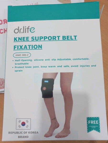 Đai hỗ trợ cố định đầu gối dùng để phòng ngừa hỗ trợ điều trị vùng khớp gối và hỗ trợ điều trị các chấn thương nhẹ vùng xương bánh chè. Model: HME 386-2