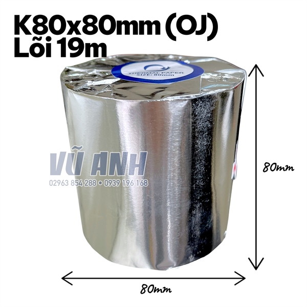 Giấy in nhiệt OJ 80x80 lõi 19mm (T/50c)