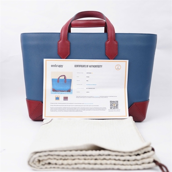 Túi Hermes Tote xanh viền đỏ stamp-X(2016) sz30 KG+