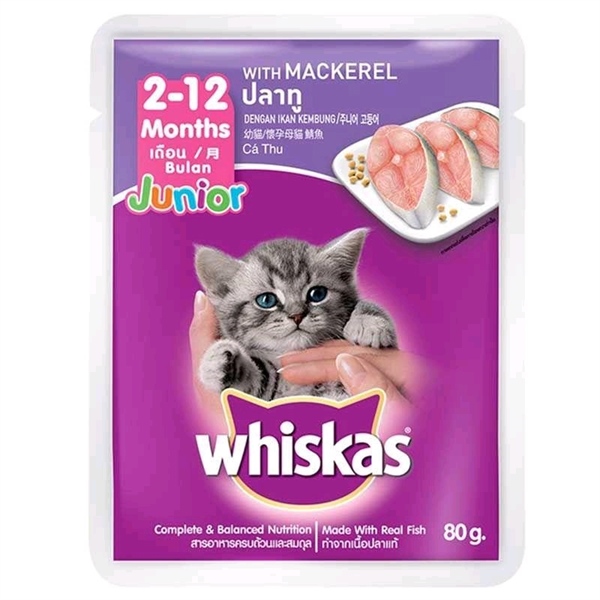 Pate Whiskas Junior mèo con vị Cá thu 80g