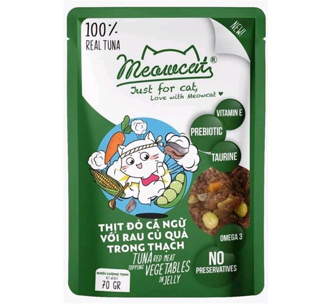 Pate Meowcat cho mèo vị Cá ngừ + Rau củ 70g