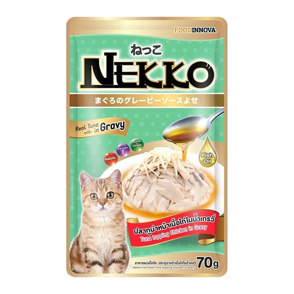 Pate Nekko Adult dạng sốt vị Cá ngừ & Gà Gravy 70g