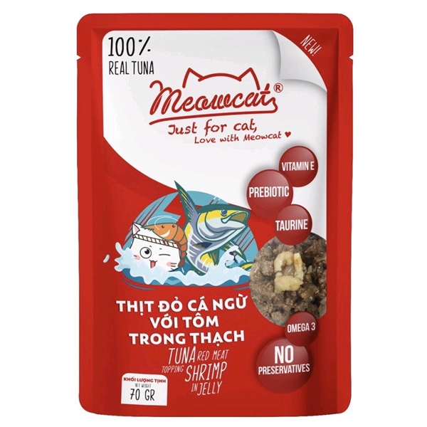 Pate Meowcat cho mèo vị Cá ngừ + Tôm 70g