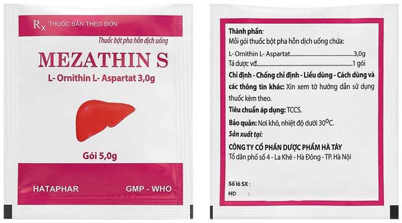 Mezathin S (L- ornithine - L - aspartate 3,0g) (Hộp 10 gói x 5g) - Hà Tây