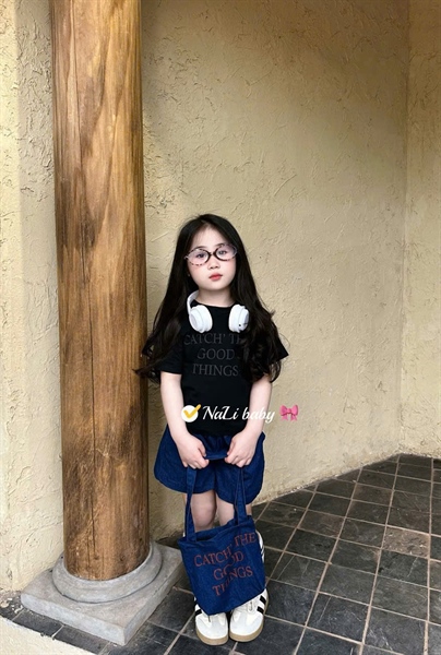 BG Set ngắn quần xanh áo đen (110-150)