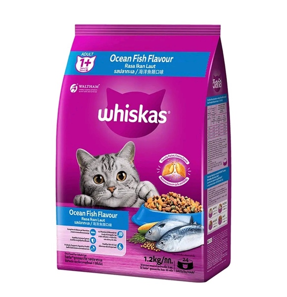 Hạt Whiskas Adult mèo lớn vị Cá biển 1.2kg