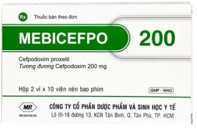 Mebicefpo 200 (Cefpodoxime 200mg) (Kiện 164 Hộp 2 vỉ x 10 viên) - Mebiphar/ Sinh Học Y tế