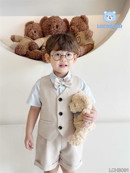 Sét Gile 4 chi tiếc sơ mi xanh kèm nơ 80-120