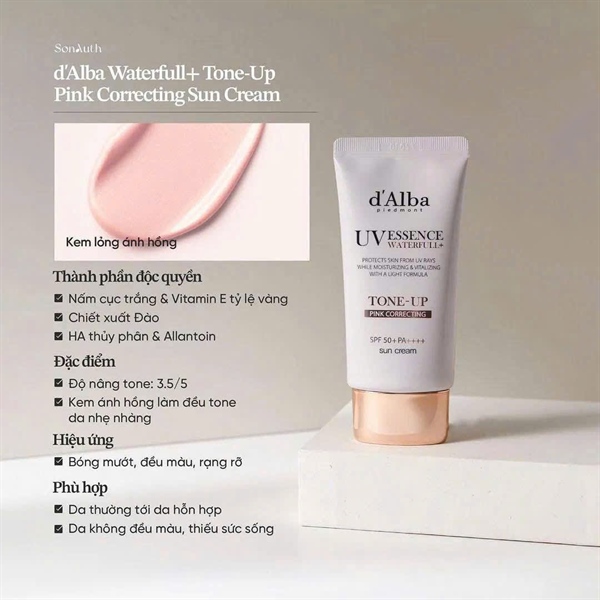 Kem Chống Nắng Dalba Pink Correcting 50ml (Màu Hồng) - Ảnh 1