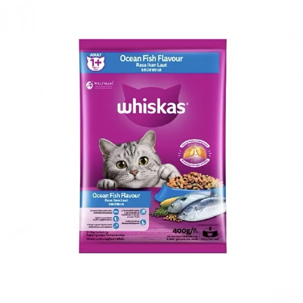 Hạt Whiskas Adult mèo lớn vị cá biển 400g