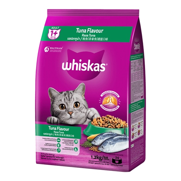 Hạt Whiskas Adult mèo lớn vị Cá ngừ 1.2kg