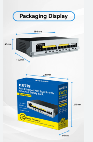 Switch POE Netis 8 cổng ST110PDI-2-130 100Mbps chống sét 8KV