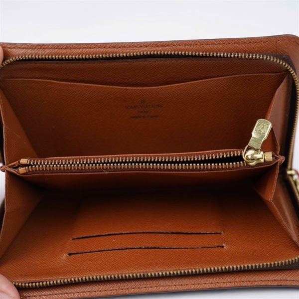 Ví LV hoa nâu khóa zip KG+