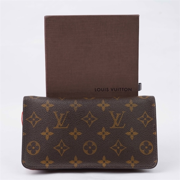 Ví LV hoa nâu khóa zip KG+