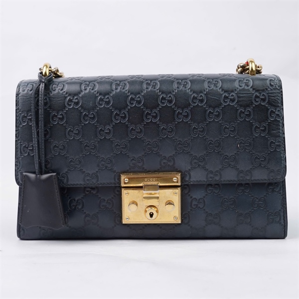 Túi GG Padlock xanh đen kèm 2 chìa (409486-213048) sz29 KG+