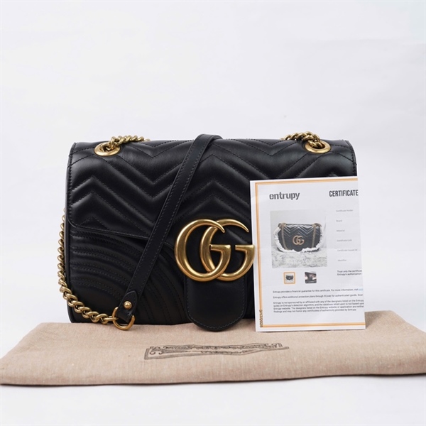 Túi GG Marmont đen (443496-525040) sz30 KG+