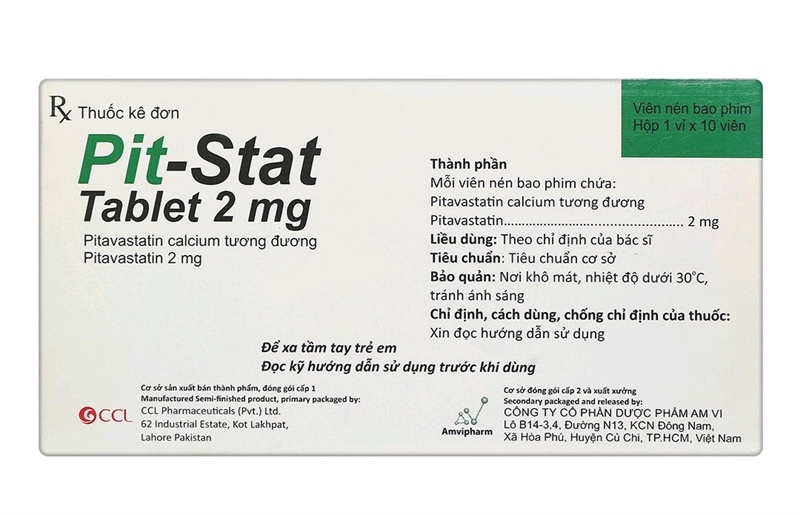 Pit - Stat Tablet 2mg (Pitavastatin) (Hộp 1 vỉ x 10 viên) - Am Vi 2
