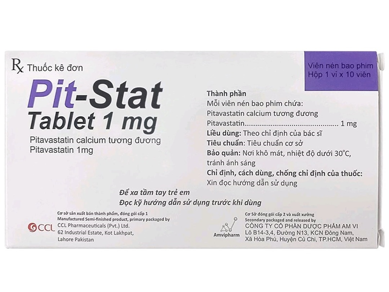 Pit - Stat Tablet 1mg (Pitavastatin) (Hộp 1 vỉ x 10 viên) - Am Vi 2