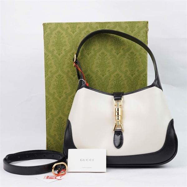 Túi GG Jackie 1961 trắng viền đen (636706-520981) sz27 (LTB) KG+