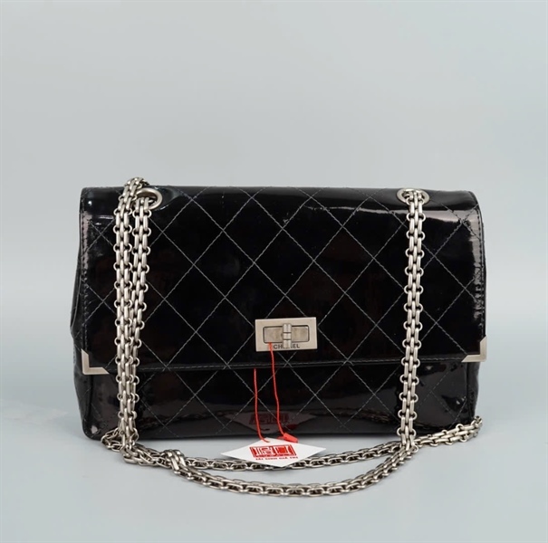 Túi Chanel đen bóng kèm lót form ((5945387) sz25 KG+