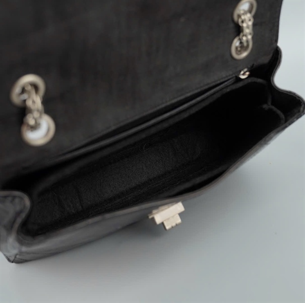 Túi Chanel đen bóng kèm lót form ((5945387) sz25 KG+