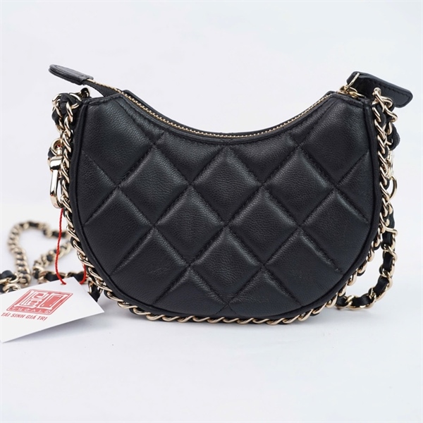 Túi Chanel Hobo Half Moon đen (C32LK395) đáy sz10- miệng sz14 KG+