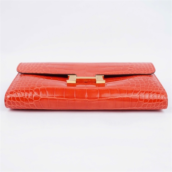 Ví Hermes cam da cá sấu stamp X KG+