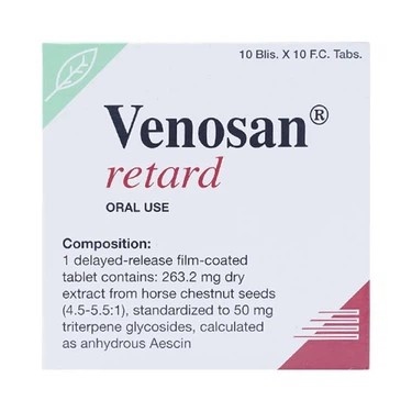 Thuốc Venosan Retard 263.2mg Dr.Willmar Schwabe Điều trị viêm, giãn tĩnh mạch, trĩ (Hộp 10 vỉ x 10 viên) (Hộp)