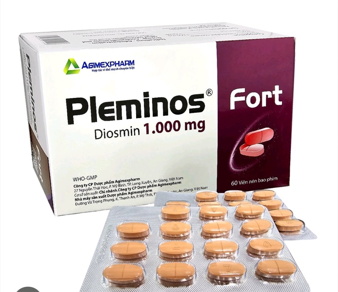 Pleminos Fort (Diosmin 1000mg) (Hộp 4 vỉ x 15 viên) - Agimexpharm