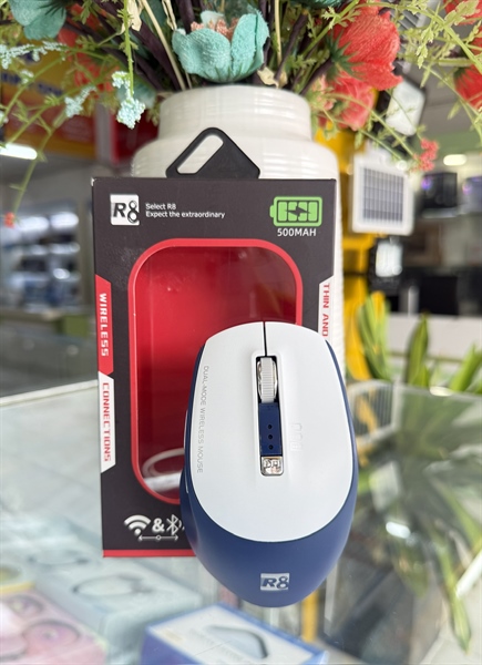 MOUSE WIRELESS R8 1762 WHITE BLUE (BLUETOOTH)