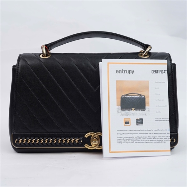 Túi Chanel đen viền xích (24426702) sz26 (TL) KG+