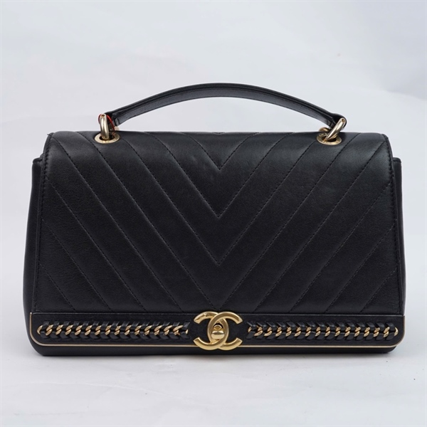 Túi Chanel đen viền xích (24426702) sz26 (TL) KG+