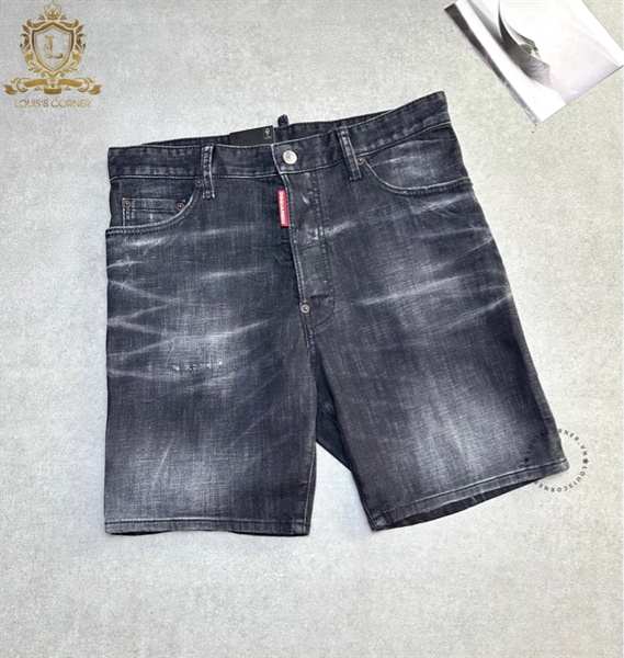 Short Jean DSQ đen ghi marine mài nhẹ