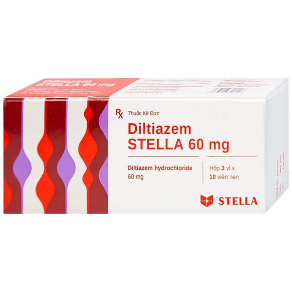 Thuốc Diltiazem Stella 60mg Ðiều trị và dự phòng cơn đau thắt ngực (Hộp 3 vỉ x 10 viên)