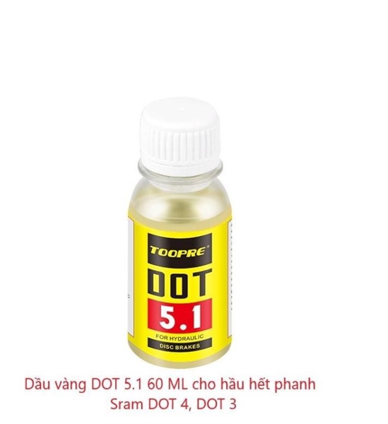Dầu Phanh Toopre - Dùng cho phanh SRAM DOT 5.1 - 60ml - Màu Vàng - HNB01