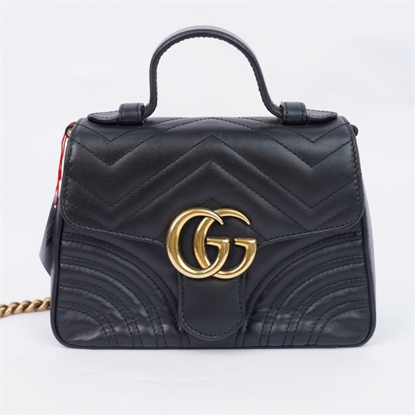 Túi GG Marmont Handle đen (547260-493075) sz20 (PN) KG+