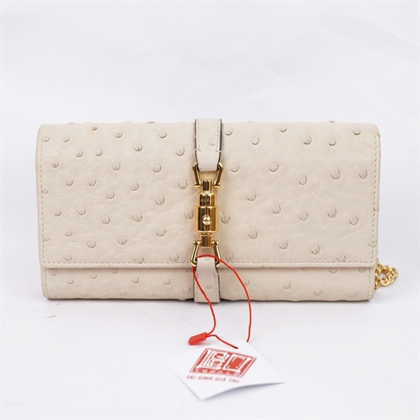 Túi GG đeo chéo trắng da đà điểu (652681-0416) sz19 (PN) KG+